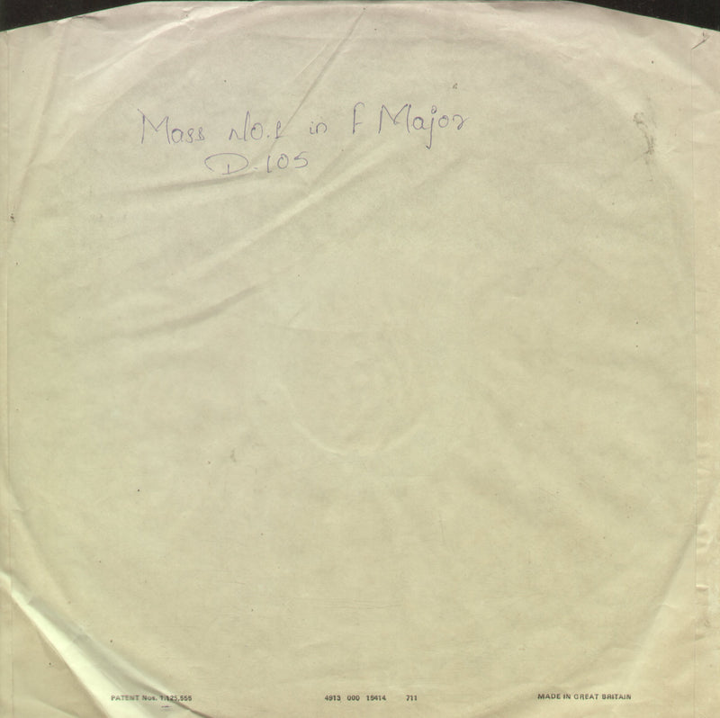 No Sleeve by Mass No. 1 in F Major D. 105 — LP vinyl record cover