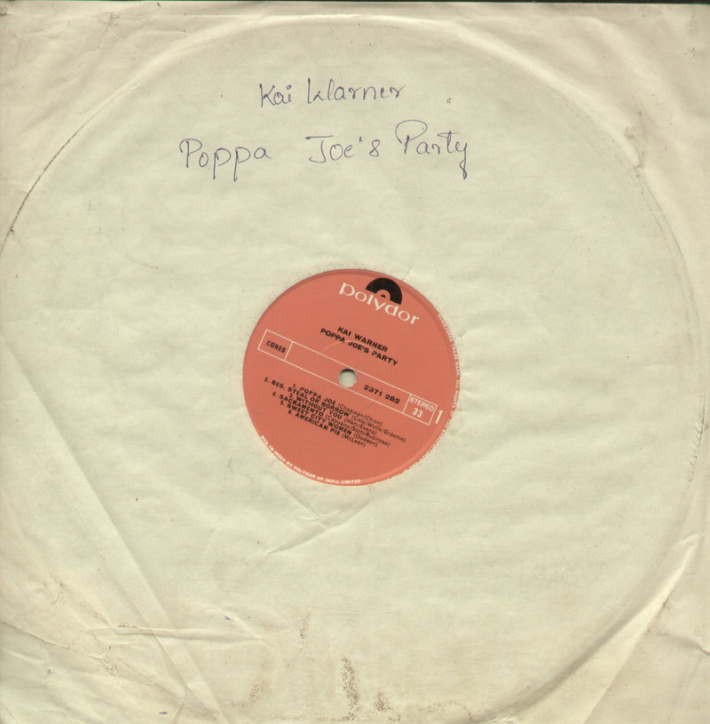 No Sleeve by Kai Warner Poppa Joe's Party — pop LP vinyl record cover