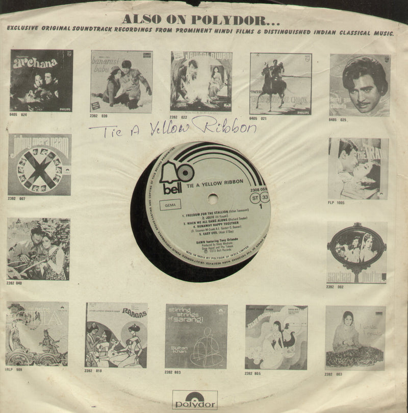 No Sleeve by Dawn Tie a Yellow Ribbon 1970 — 1970 LP vinyl record cover