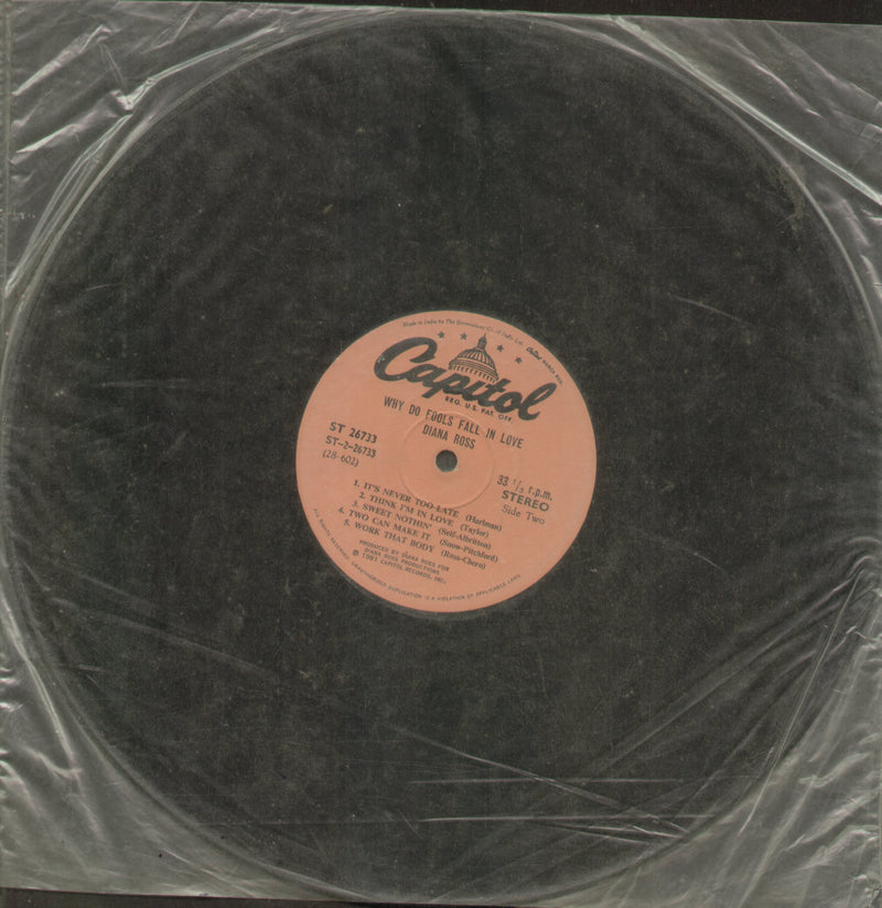 No Sleeve by Why Do Fools Fall In Love Diana Ross — LP vinyl record cover