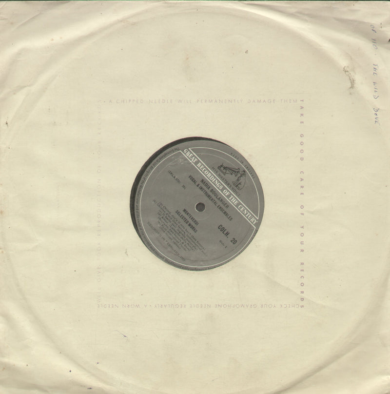 No Sleeve by Monteverdi Selected Works — LP vinyl record cover