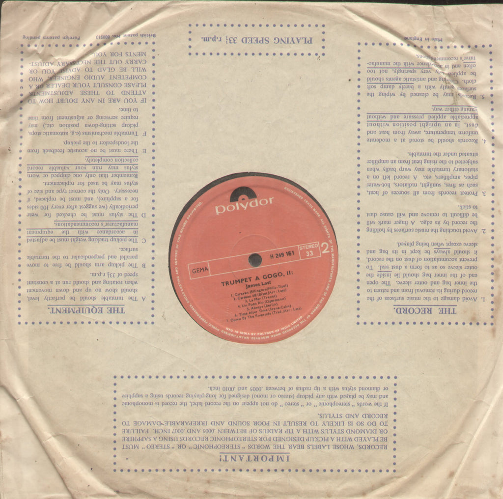 Trumpet A Gogo - English Bollywood Vinyl LP - No Sleeve