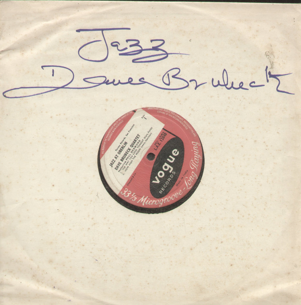 Jazz At Oberlin Dave Brubeck Quartet - English Bollywood Vinyl LP - No Sleeve