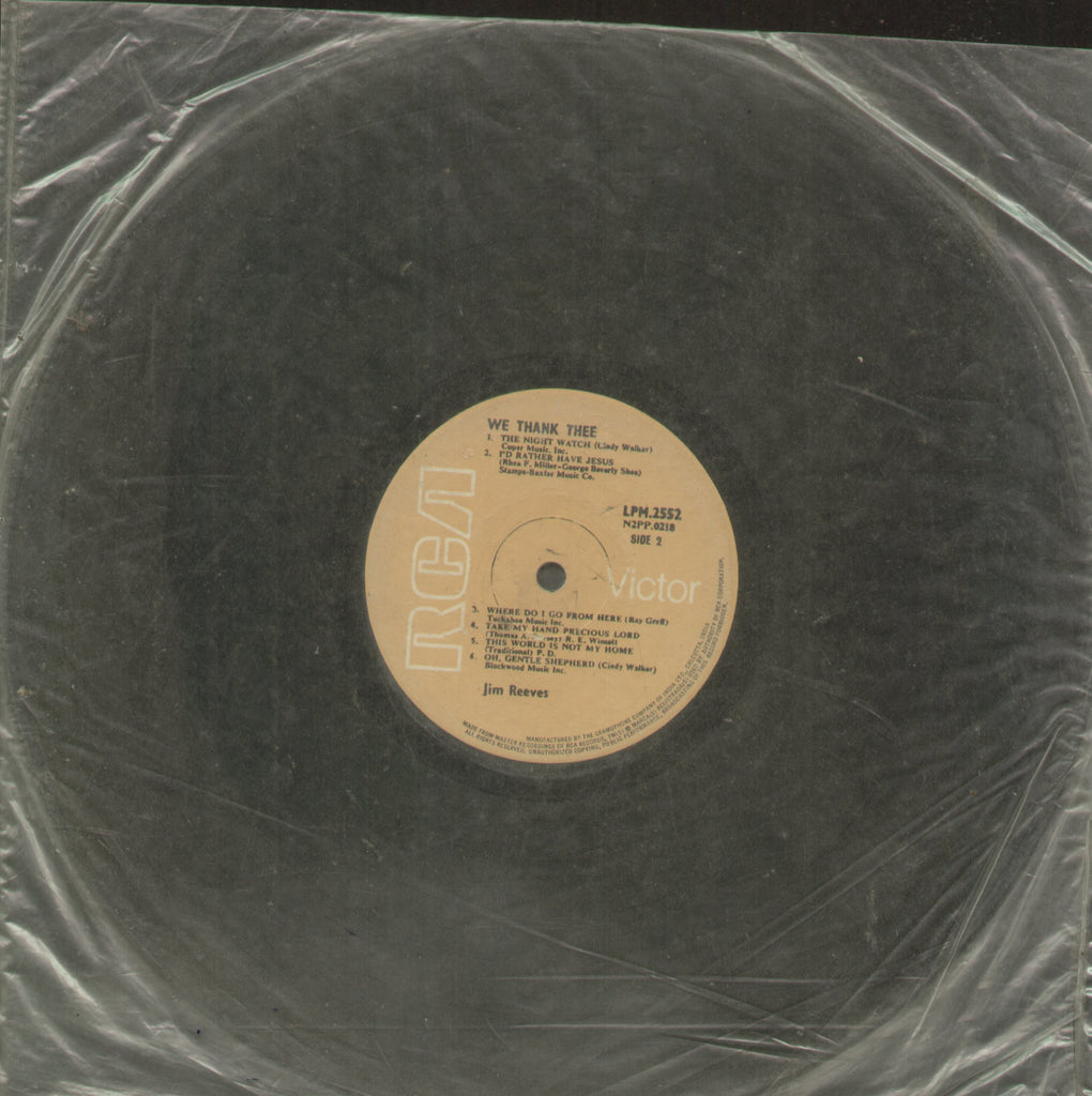 We Thank Thee Jim Reeves - English Bollywood Vinyl LP - No Sleeve