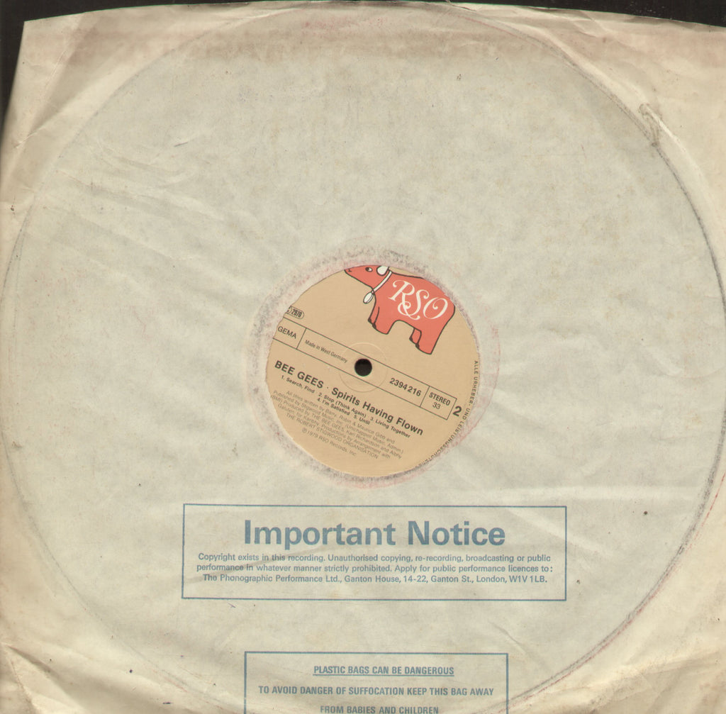 Bee Gees Spirits Having Flown - English Bollywood Vinyl LP - No Sleeve