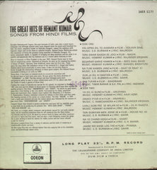 The Great Hits of Hemant Kumar - Compilations Bollywood Vinyl LP