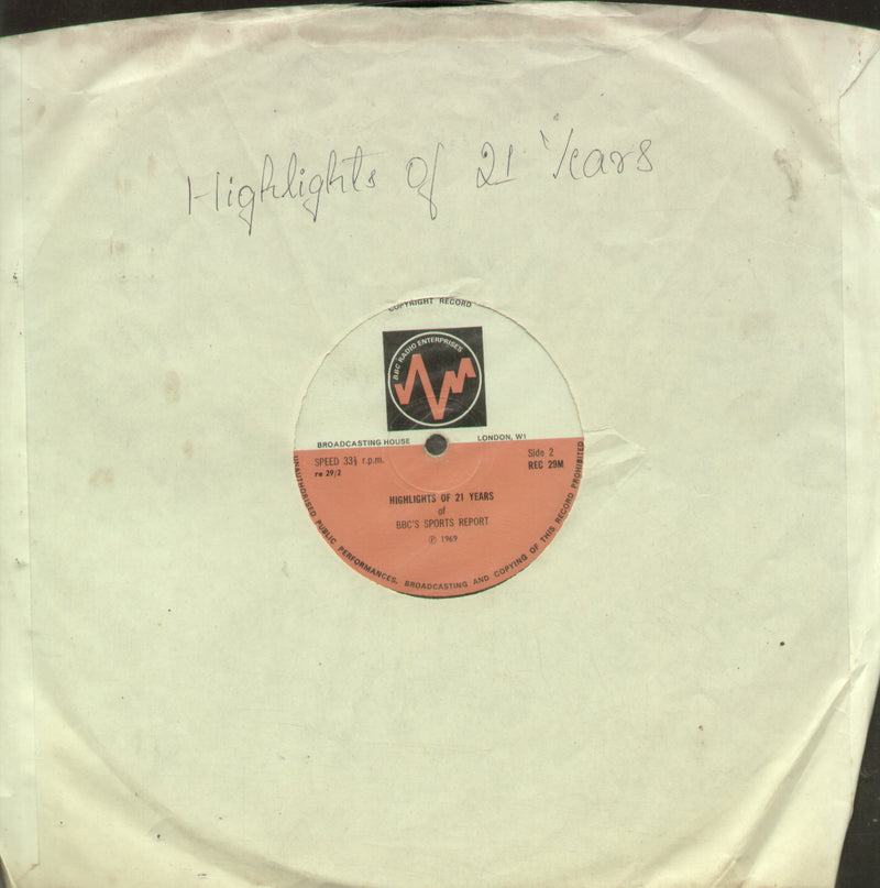 No Sleeve by Highlights of 21 Years of BBC'S Sports Report — LP vinyl record cover