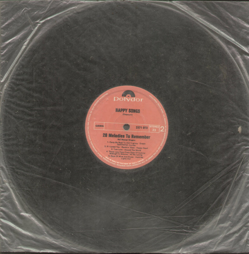 No Sleeve by Happy Songs 28 Melodies To Remember — LP vinyl record cover