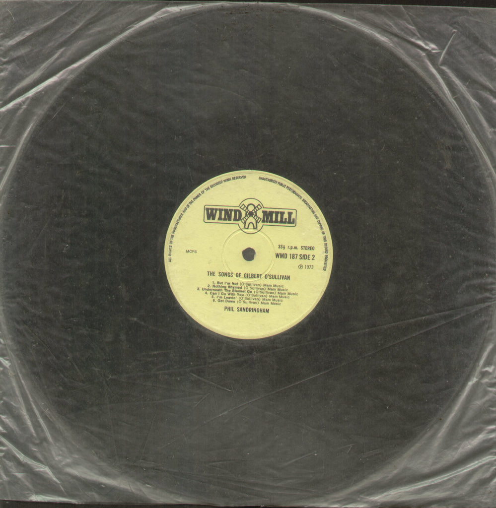 The Songs of Gilbert O' Sullivan Phil Sandringham - English Bollywood Vinyl LP - No Sleeve
