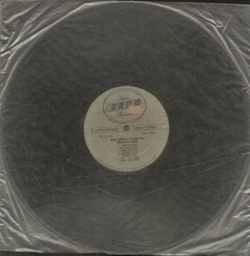 No Sleeve by Wally Mateck and His Polka Faces Polkas For Parties — LP vinyl record cover