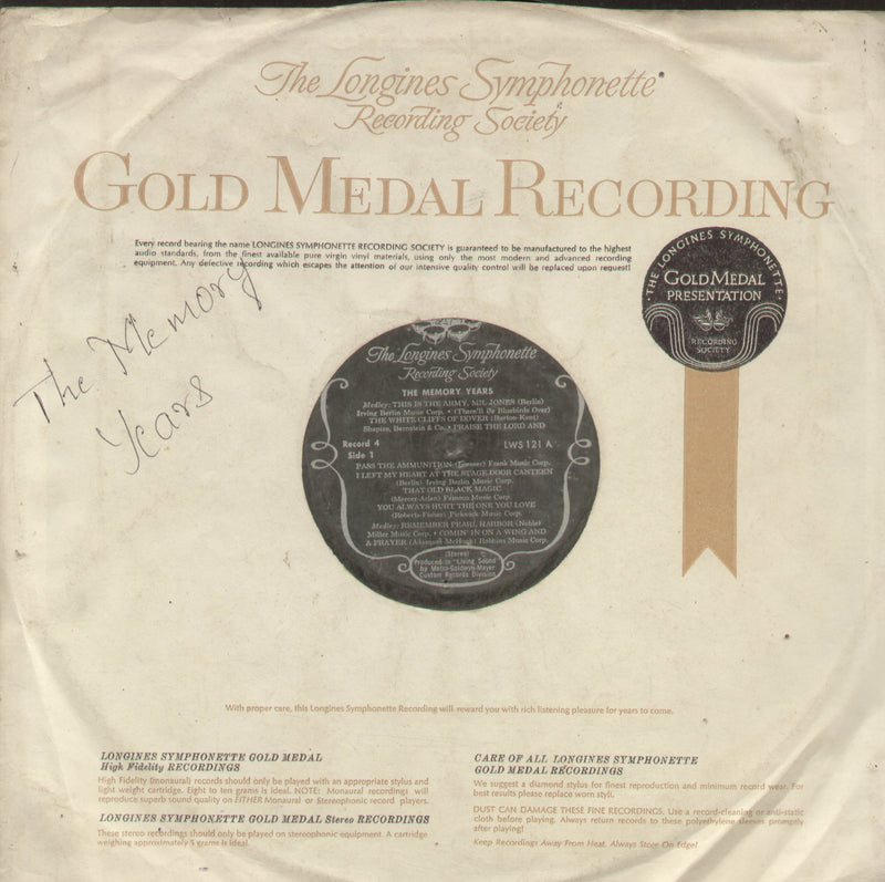 No Sleeve by The Memory Years — LP vinyl record cover