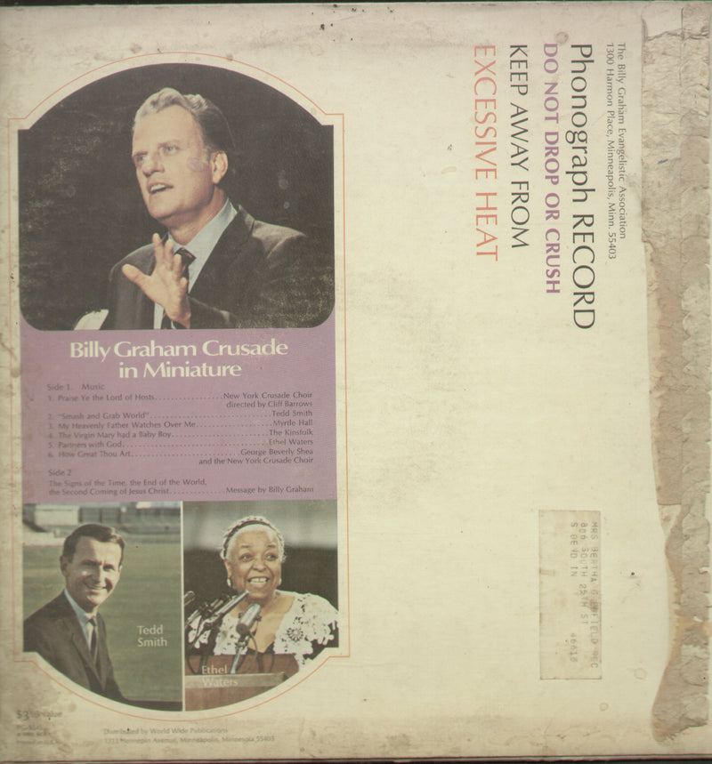 Billy Graham Crusade In Miniature — LP vinyl record cover