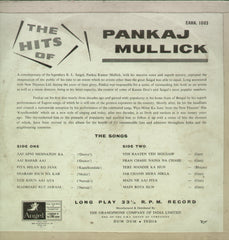 The Greatest Hits of Pankaj Mullick - Compilations Bollywood Vinyl LP