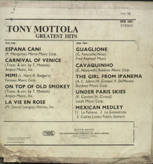 Greatest Hits Tony Mottola - English Bollywood Vinyl LP