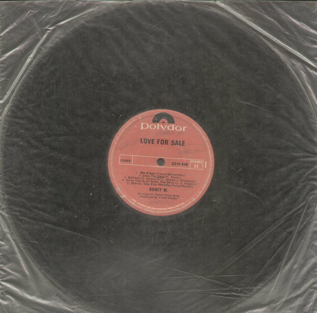 Boney M. Love For Sale - English Bollywood Vinyl LP - No Sleeve