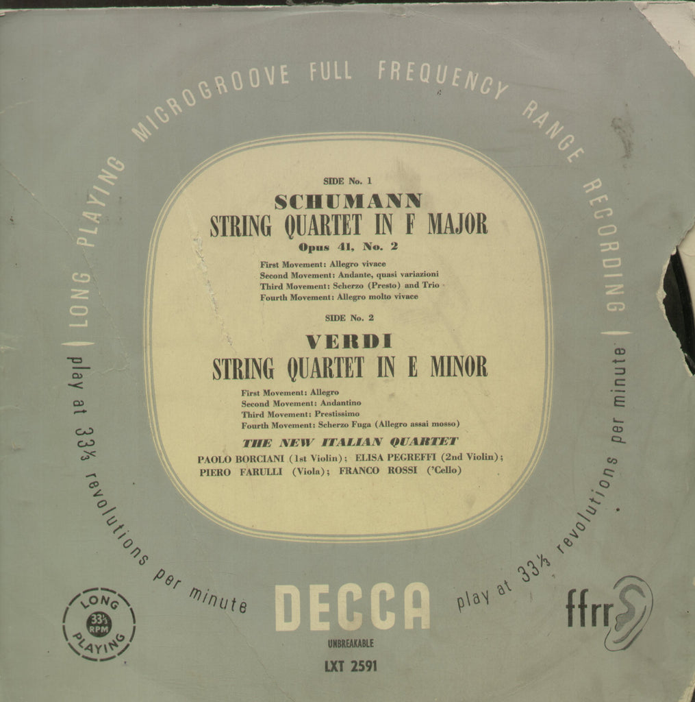 Verdi String Quartet In a Minor - English Bollywood Vinyl LP