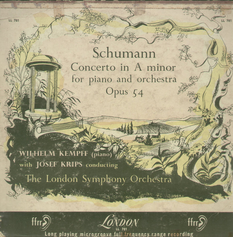 Schumann Concerto In A Minor For Piano and Orchestra Opus 54 — LP vinyl record cover
