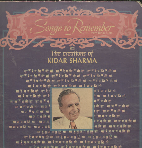 Songs To Remember Kidar Sharma - Hindi Bollywood Vinyl LP