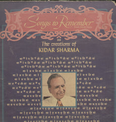 Songs To Remember Kidar Sharma - Hindi Bollywood Vinyl LP