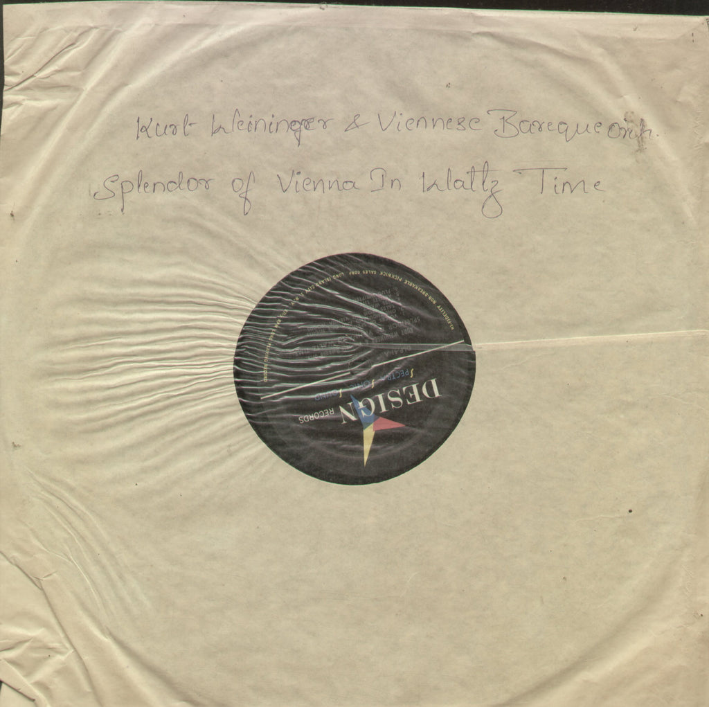 Kurt Weininger and Viunnese Bareque Orch. Splendor of Vienna In Waltz Time - English Bollywood Vinyl LP - No Sleeve