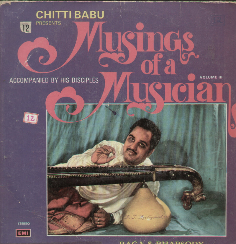 Chittibabu Presents Musings of a Musician — Indian classical LP vinyl record cover