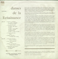 Danses De La Renaissance - English Bollywood Vinyl LP