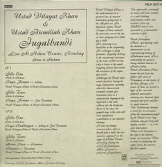 Ustad Vilayat Khan and Ustad Bismillah Khan Jugalbandi Live at Nehru Centre, Bombay - Classical Bollywood Vinyl LP - Dual LPs