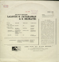 Lalgudi G. Jayaraman and G. Srimathi - Instrumental Bollywood Vinyl LP