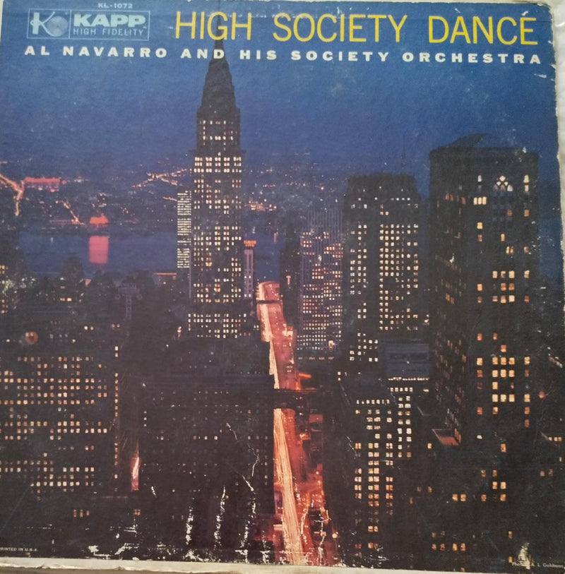High Society Dance AL Navarro And His Society Orchestra — LP vinyl record cover