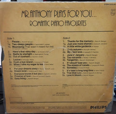 Mr Anthony plays For You  Romantic Piano Favorites -1974 -English Vinyl Record Lp