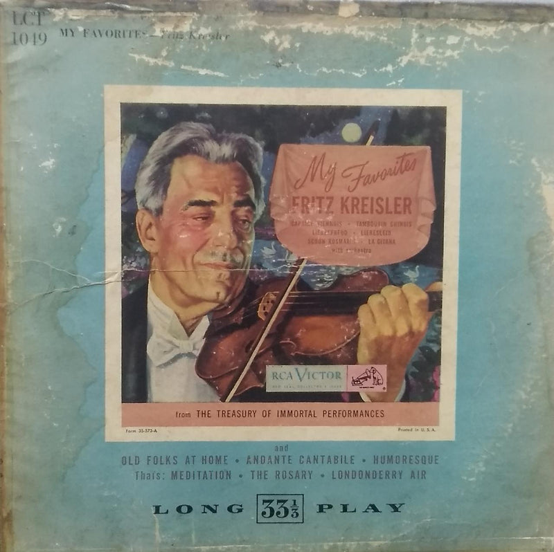 "My Favorites Fritz Kreisler His Master'S Voice" — LP vinyl record cover