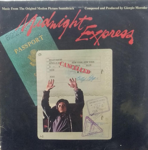 "MUSIC FROM THE ORIGINAL MOTION PICTURE SOUNDTRACK OF MIDNIGHT EXPRESS" English vinyl LP